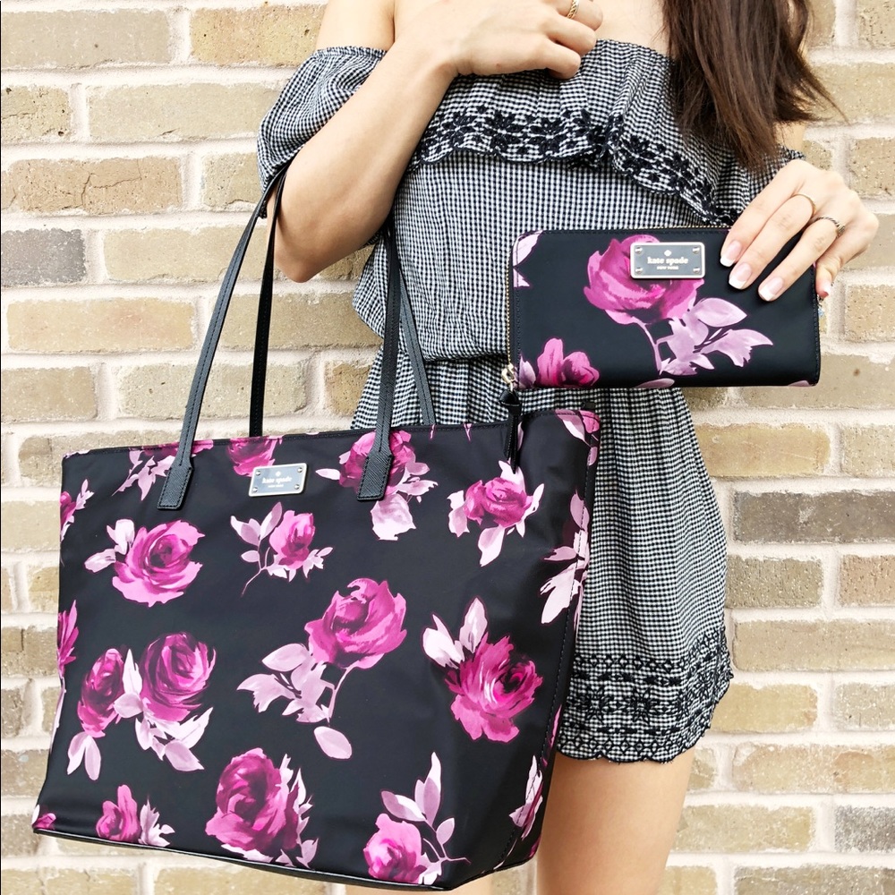 🌺Hot Pick🌺Kate spade rose large tote wallet set - Picture 1 of 8